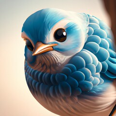 angry blue bird funny cartoon illustration with generative ai