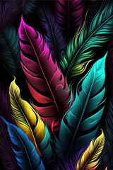 feather seamless pattern colourful ai generated illustration