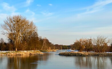 Landscape with frozen canal, Nieporęt Poland