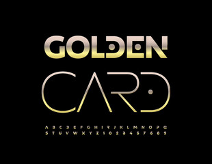 Vector business Emblem Golden Card. Elegant Modern Font. Artistic Alphabet Letters and Numbers set