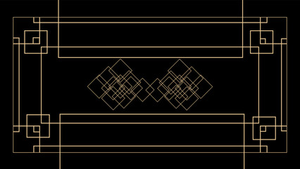 pattern with elements gold, black, geometric, vector, glowing