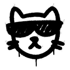 Spray Painted Graffiti Cat icon Word Sprayed isolated with a white background. graffiti Kitty sign with over spray in black over white.