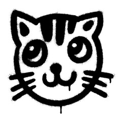 Spray Painted Graffiti Cat icon Word Sprayed isolated with a white background. graffiti Kitty sign with over spray in black over white.