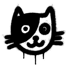Spray Painted Graffiti Cat icon Word Sprayed isolated with a white background. graffiti Kitty sign with over spray in black over white.