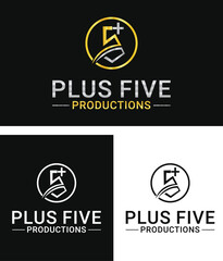 Creative P5 Plus or Plus Five Productions Monogram Logo Design Template
