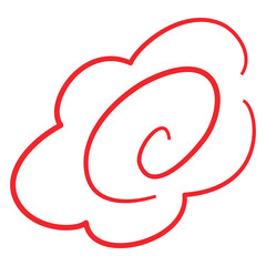 手書きの赤ペン花丸　handwritten red pen flower circle