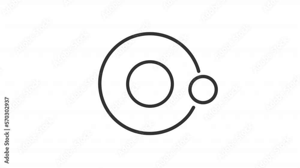 Wall mural animated hydrogen linear icon. atom model. proton and electron. chemical element. seamless loop hd v