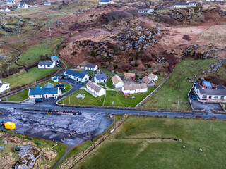 Aerial view of Glencolumbkille Folk village in County Donegal, Republic of Irleand