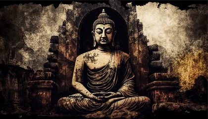Zelfklevend Fotobehang Buddha Statue, Generative ai © Deep Ai Generation