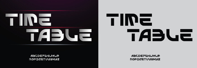 Time Table, Game Sport Movie Alphabet Font. Typography modern regular style font for technology, digital, logo design. vector illustration