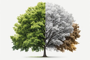 White background with white clipping path is used to isolate a cut out tree from the background, making it simple and quick to utilize. Generative AI