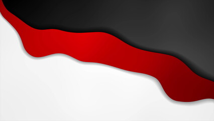 Contrast grey, black and red abstract wavy corporate background