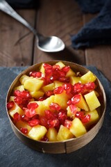 Pineapple chunks and pomegranate seeds