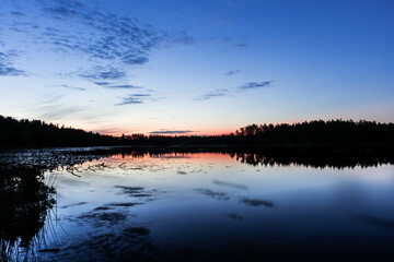 Sunset over a beautiful lake in Sweden