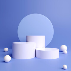 Scene with minimal podium for product presentation, on purple background 3d render