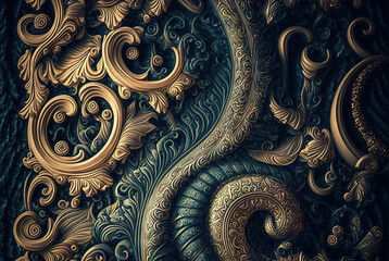 Surreal pattern background in vintage style. Generative AI