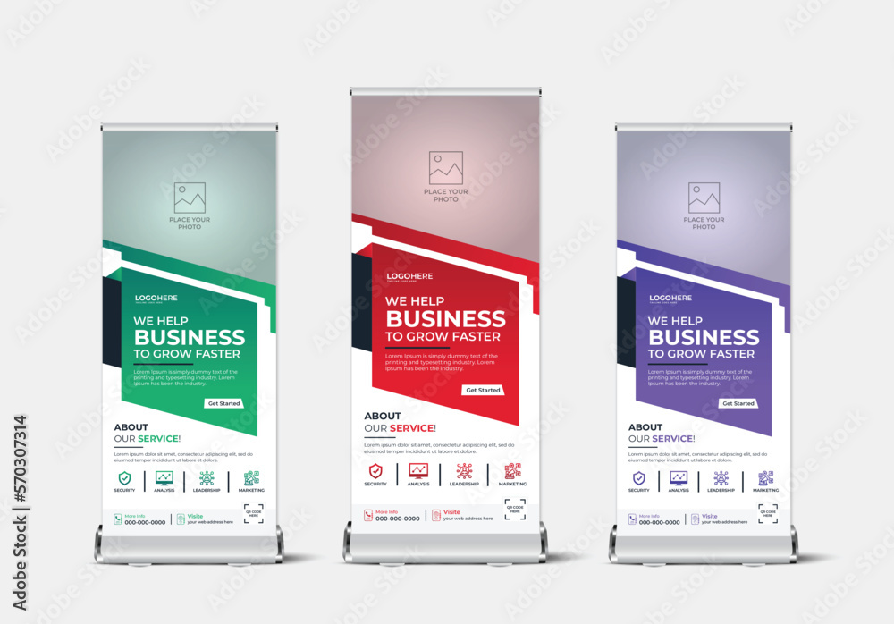 Poster Creative modern display roll-up banner template design 