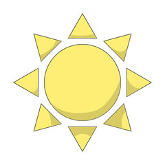 Sun. Solar energy, warmth, seasons, climate, weather conditions, beams, summer, winter, heat, cloudless, warm, day, sunlight, solar battery, cell, generate electricity. Vector illustration