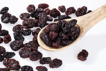 Healthy Food - Nuts Dehydrated Grapes; Photo White Background