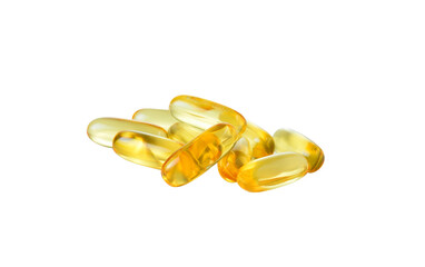Fish oil capsule isolated on  transparent png - obrazy, fototapety, plakaty