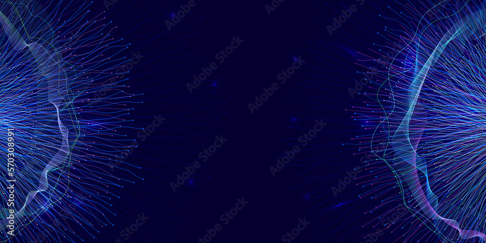 Aufkleber digital neural network. abstract image of neural connections on blue background. technological backg