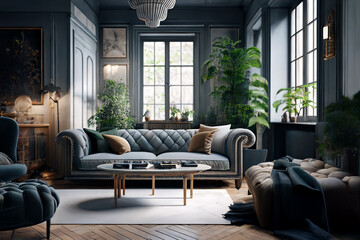 Living room esthetic luxury. Generative AI