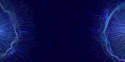Digital neural network. Abstract image of neural connections on blue background. Technological background for a design on the theme of artificial intelligence, big date, neural connections. © LariBat