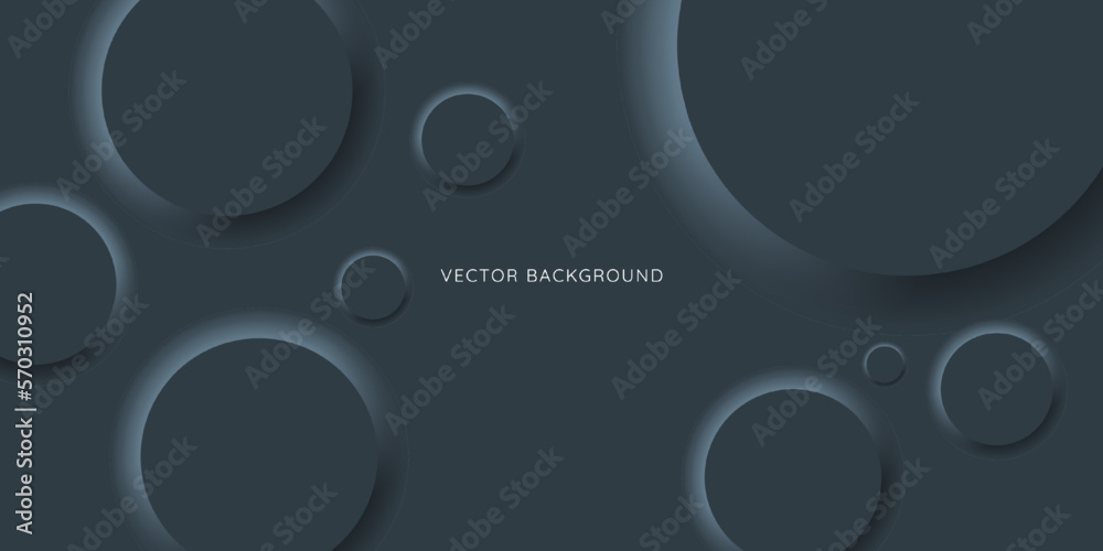Poster Dark modern neomorphism abstract background. Abstract 3D circle wallpaper. Background with neomorphism circles. Vector EPS 10