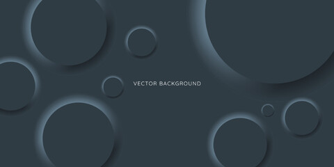 Dark modern neomorphism abstract background. Abstract 3D circle wallpaper. Background with neomorphism circles. Vector EPS 10