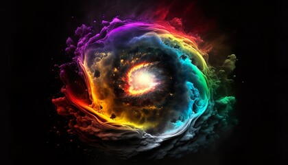 Abstract colorful galaxy, colorful space, color explosion, Generative AI