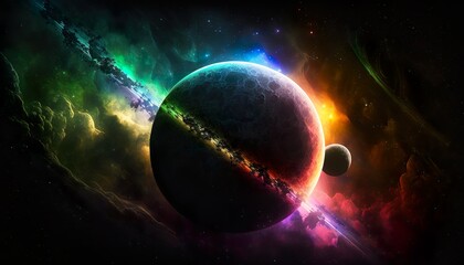 Obraz premium Planet in space, colorful planet, galaxy, generative AI