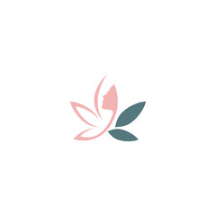 Natural Beautiful woman's face flower logo for beauty salon Vector