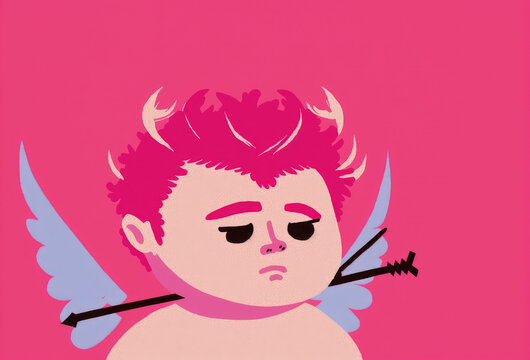 Cupido demonio que odia el d&iacute;a de san valent&iacute;n, creada con IA generativa