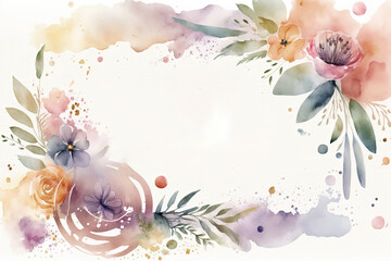 Party Invitation Flowers - Watercolor (Generative AI Art) - with copy space