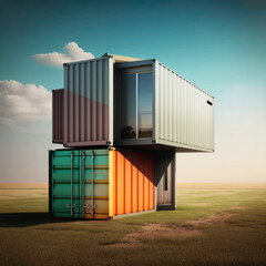 Obraz premium container modular and portable house eco friendly. generative ai