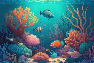 Fototapeta na wymiar background information on coral reefs, marine life, and the ocean's ecosystem. Generative AI