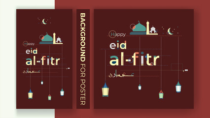 selamat hari raya idul fitri meaning happy eid al fitr typography poster and banner vector illustration good for social media feed, web background