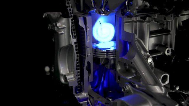 Modern powerful car engine section