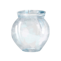 Handdrawn glass vase on white background