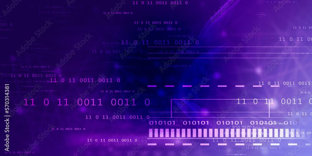 Poster 2d illustration abstract digital binary data on computer screen
