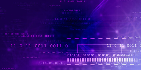 2d illustration abstract digital binary data on computer screen