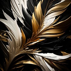 Abstract golden desktop background wallpaper, generative ai, feather with deep brush strikes