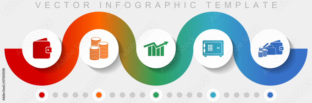Leinwandbilder banking infographic vector template with icon set, miscellaneous icons such as wallet, money, diagra