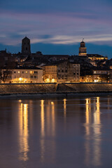 Fototapeta na wymiar Arles, Provence, France, View over the River Rhone and old town by night