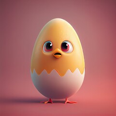 Fototapeta premium Cute easter egg & chicks, Generative AI