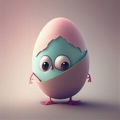 Obraz premium Cute easter egg & chicks, Generative AI