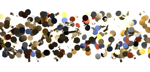 Multicolored paper confetti on transparent background.