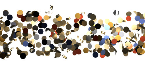 Multicolored paper confetti on transparent background.