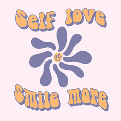 Sun flower with slogan self love smile more
