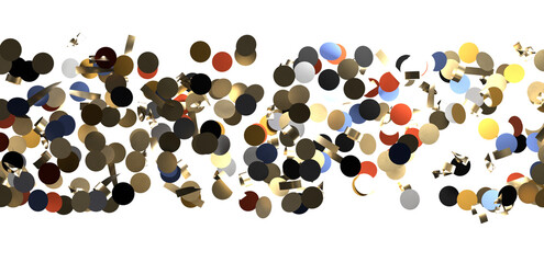 Multicolored paper confetti on transparent background.